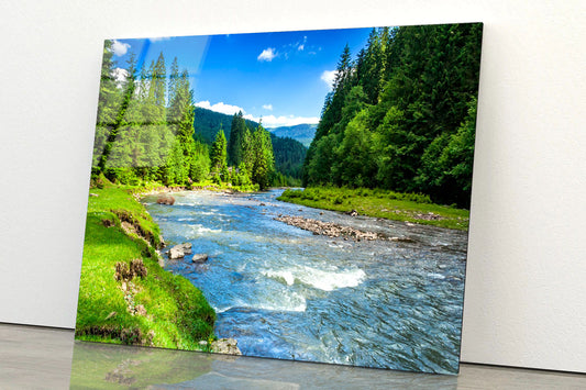 Mountain River Acrylic Glass Print Tempered Glass Wall Art 100% Made in Australia Ready to Hang