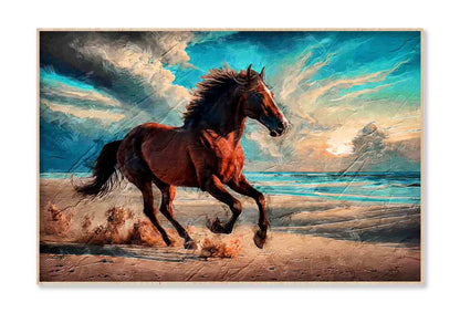 Painting of Horse Runs, autumn, Colorful, Realistic Wall Art Limited Edition High Quality Print