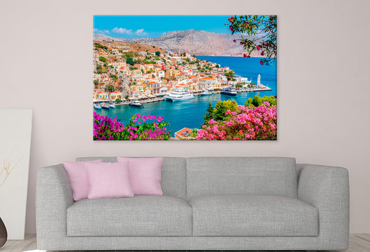 Symi Town Cityscape, Greece Wall Art Decor 100% Australian Made