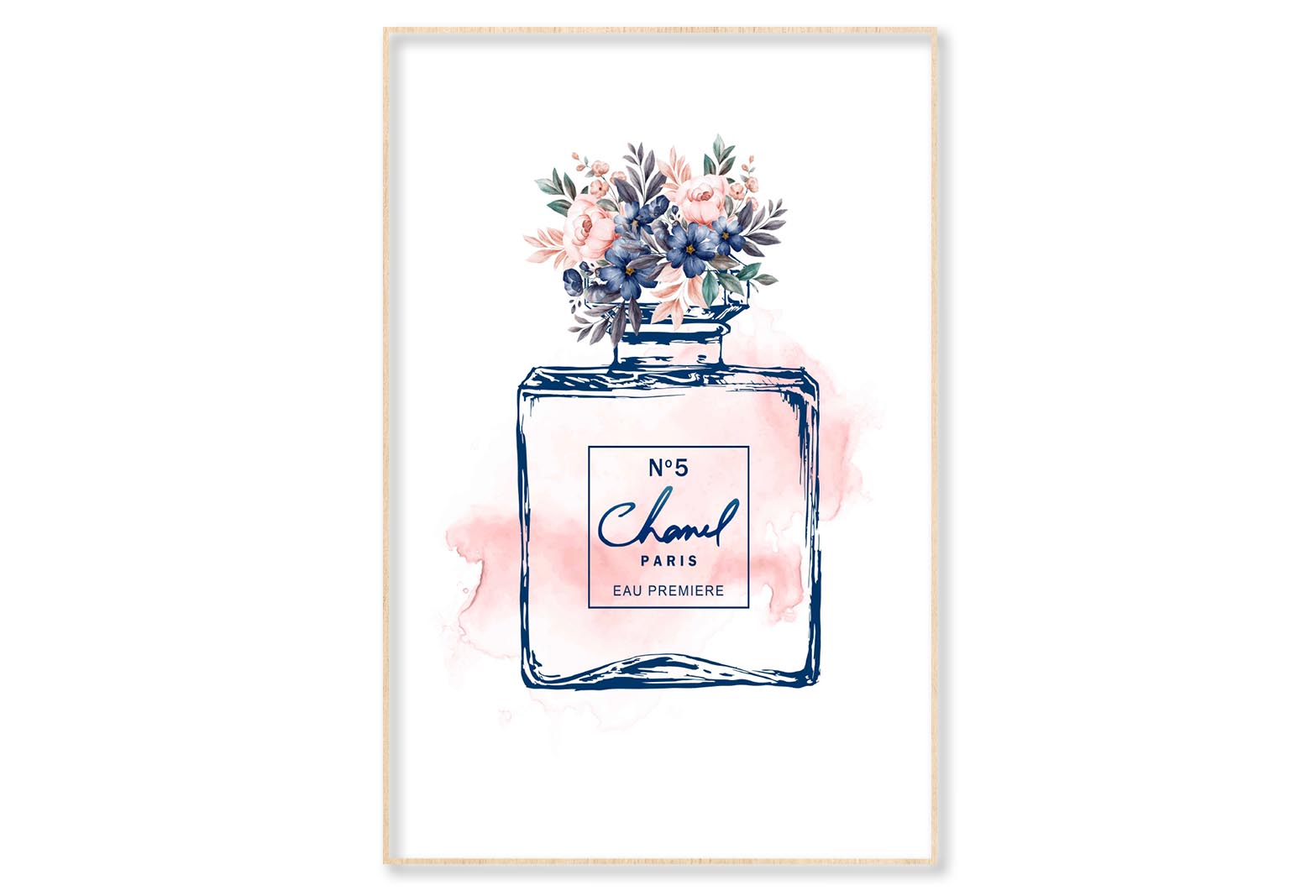 Blue Pink Perfume Wall Art Limited Edition High Quality Print Canvas Box Framed Natural