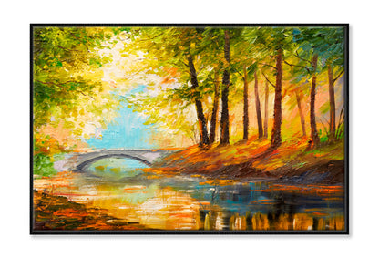 Forest Near The River Oil Painting Limited Edition High Quality Print Canvas Box Framed Black