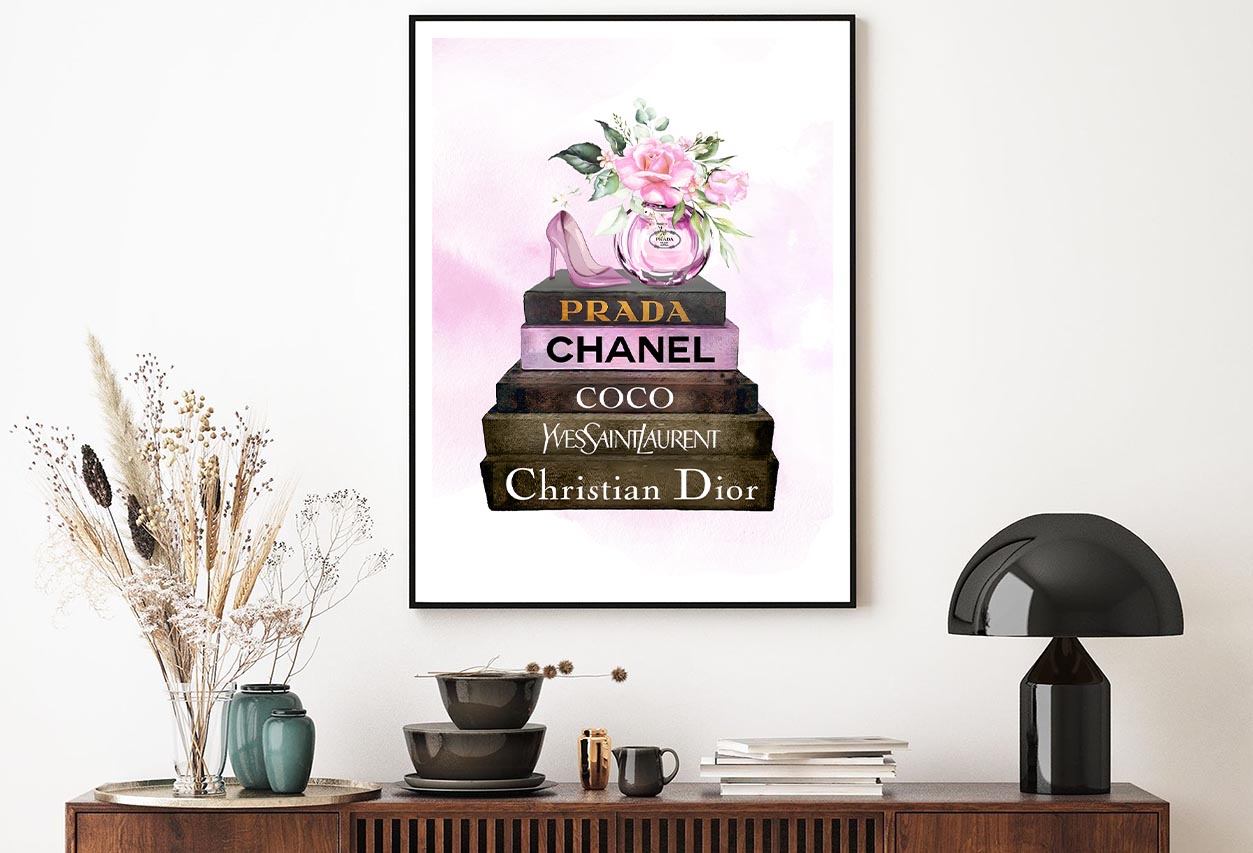 Pink Perfume On Book set Design Home Decor Premium Quality Poster Print Choose Your Sizes