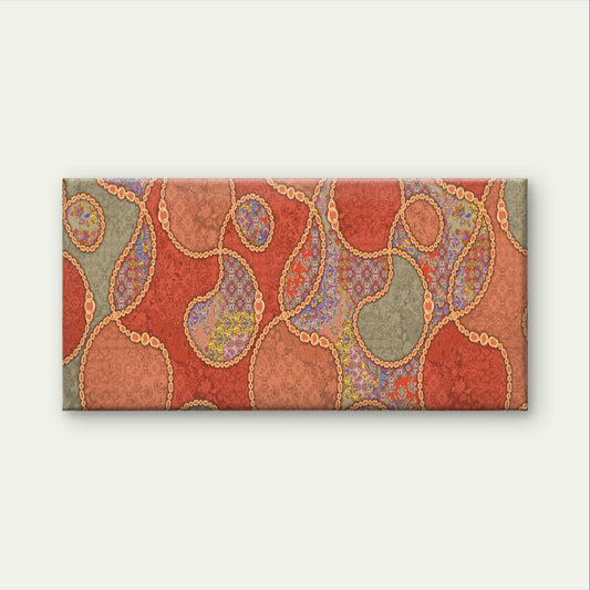 Boho Gold Chain Paisley Vintage Painting Wall Art Canvas Office Home Framed 120x60cm