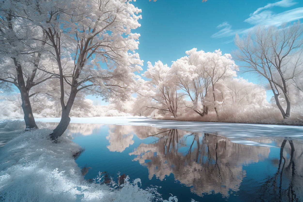 Infrared View of Pond and Trees Home Decor Premium Quality Poster Print Choose Your Sizes