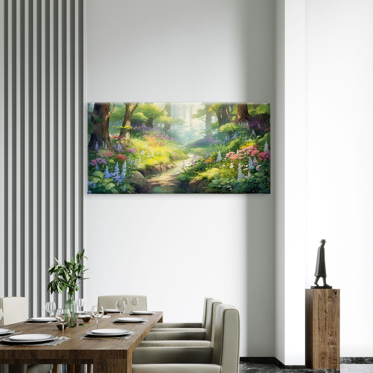 Forest Stream Spring Flower Wall Art Canvas Office Home Room Framed 120x60cm