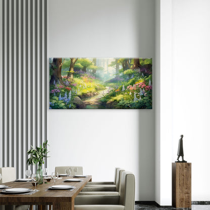 Forest Stream Spring Flower Wall Art Canvas Office Home Room Framed 120x60cm