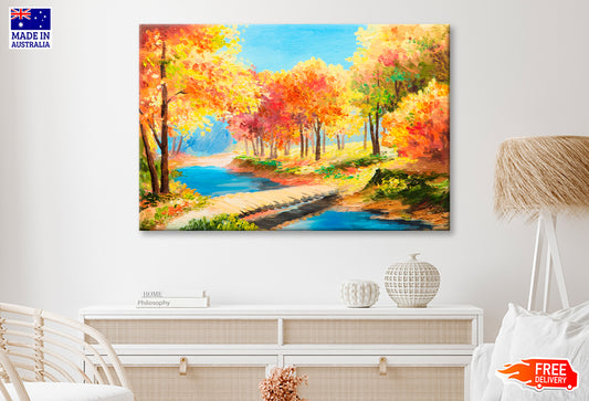 Colorful Autumn Forest Oil Painting Wall Art Limited Edition High Quality Print