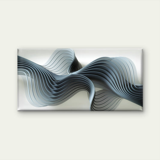 3D Silver Wave Abstract Design Wall Art Canvas Office Home Room Framed 120x60cm