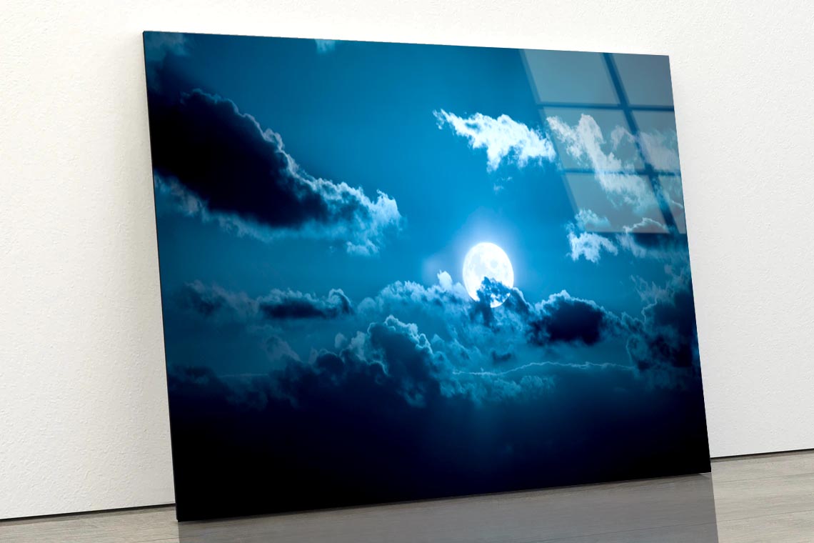 Full Moon Night Acrylic Glass Print Tempered Glass Wall Art 100% Made in Australia Ready to Hang