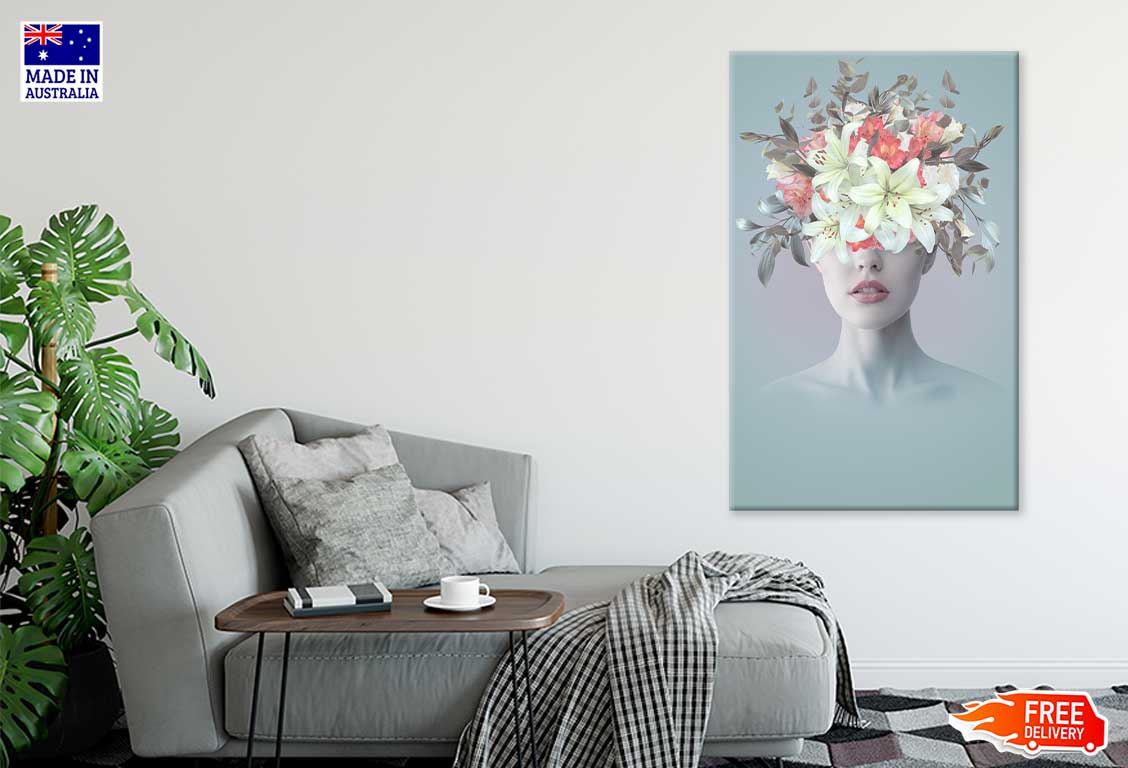Young Woman With Flowers Abstract Print 100% Australian Made