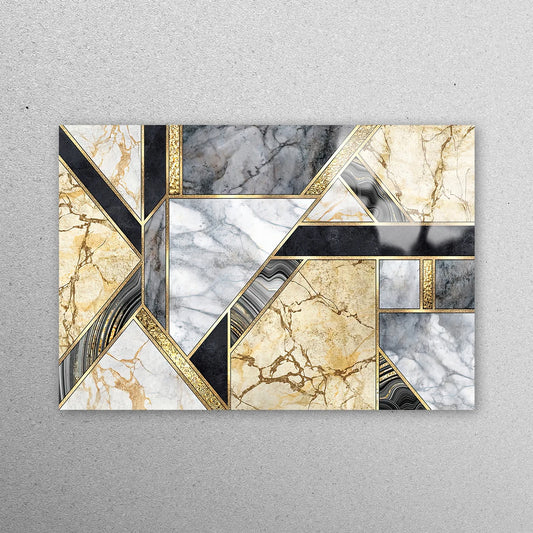 Gray & Yellow Marble Acrylic Glass Print Tempered Glass Wall Art 100% Made in Australia Ready to Hang