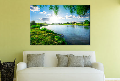 Sunny Day on Calm River in Summer  Wall Art Decor 100% Australian Made