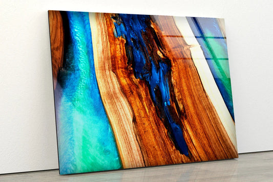 Blue & Green Resin Wood UV Direct Aluminum Print Australian Made Quality