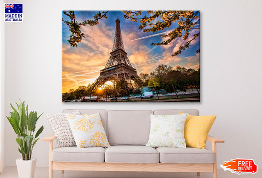 Eiffel Tower Against Sunrise in Paris, France Wall Art Decor 100% Australian Made