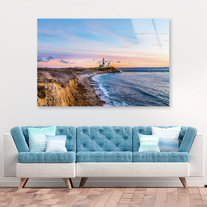 Lighthouse in Coast of Montauk Acrylic Glass Print Tempered Glass Wall Art 100% Made in Australia Ready to Hang