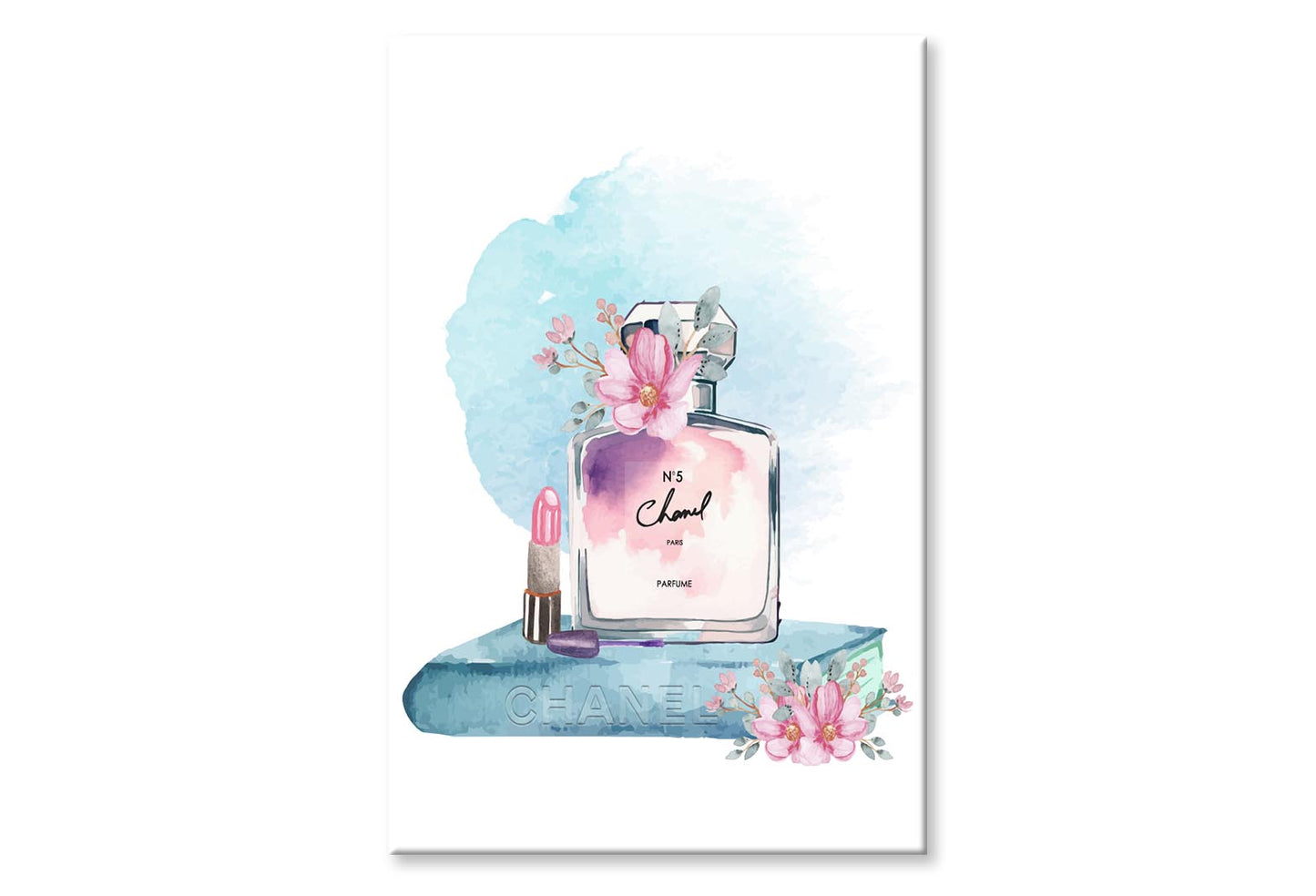 Perfume With Book and Lipstick Wall Art Limited Edition High Quality Print Stretched Canvas None