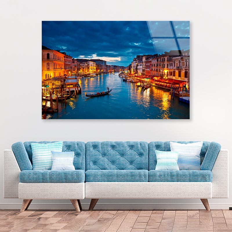 Grand Canal at Night, Venice Acrylic Glass Print Tempered Glass Wall Art 100% Made in Australia Ready to Hang