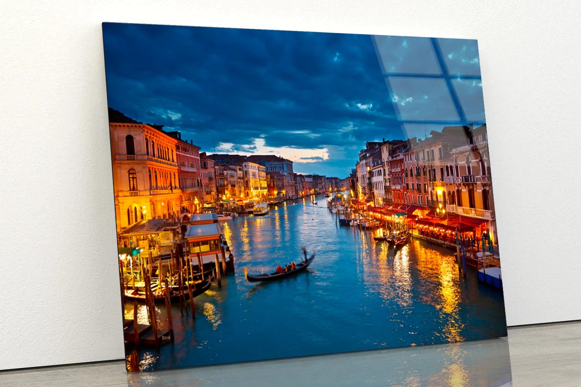 Grand Canal at Night, Venice Acrylic Glass Print Tempered Glass Wall Art 100% Made in Australia Ready to Hang