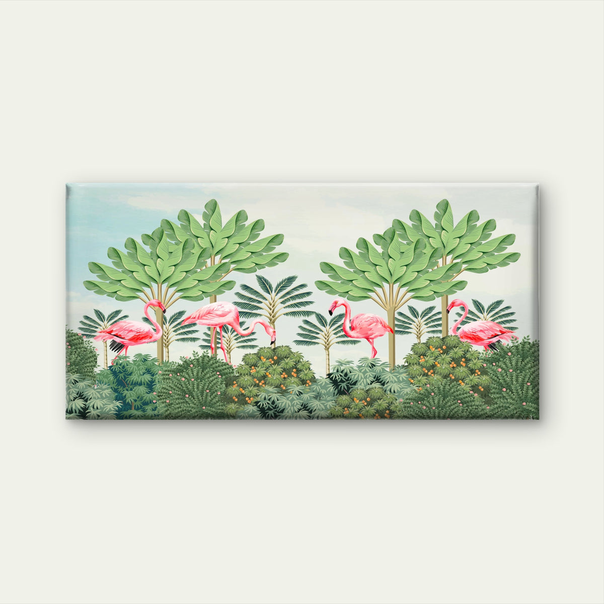 Pink Flamingo Tropical Jungle Wall Art Canvas Office Home Room Framed 120x60cm
