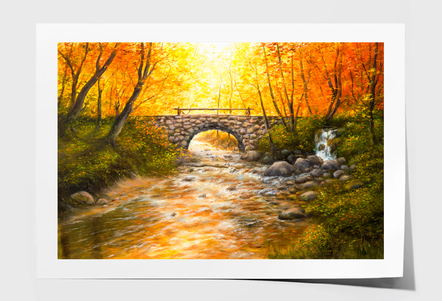 Bridge and River Oil Painting Wall Art Limited Edition High Quality Print Unframed Roll Canvas None