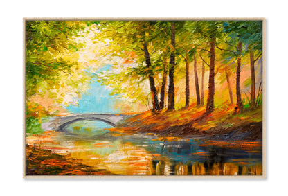 Forest Near The River Oil Painting Limited Edition High Quality Print Canvas Box Framed Natural