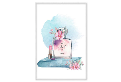 Perfume With Book and Lipstick Wall Art Limited Edition High Quality Print Canvas Box Framed White