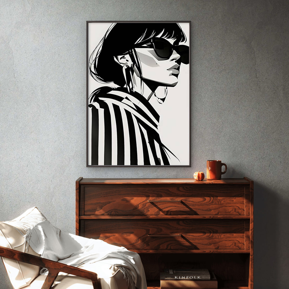 Black and White Fashion Woman Illustration Fashion Home Decor Premium Quality Poster Print Choose Your Sizes