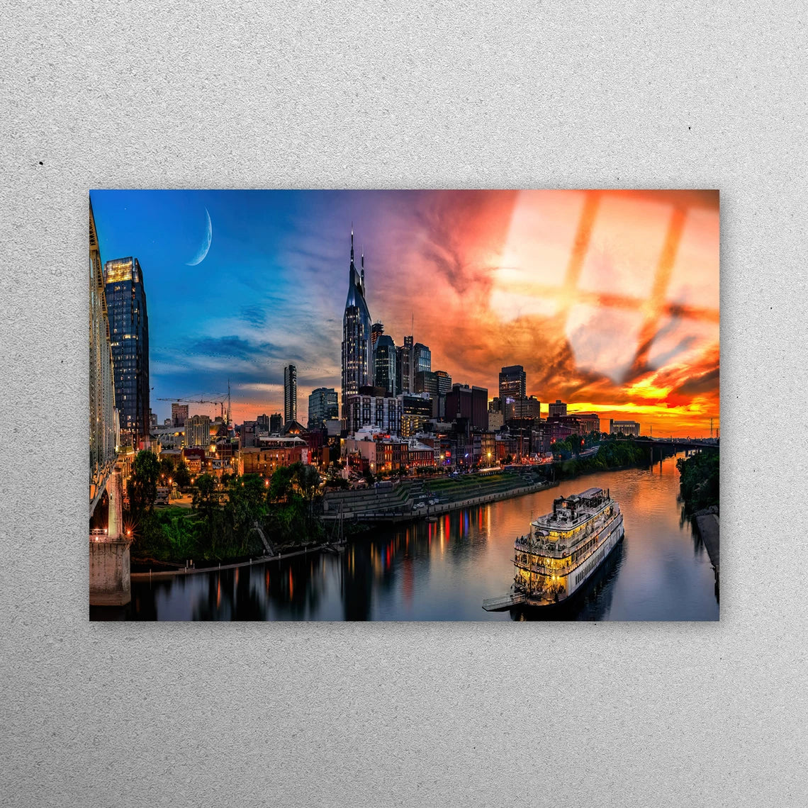 Nashville Night Acrylic Glass Print Tempered Glass Wall Art 100% Made in Australia Ready to Hang