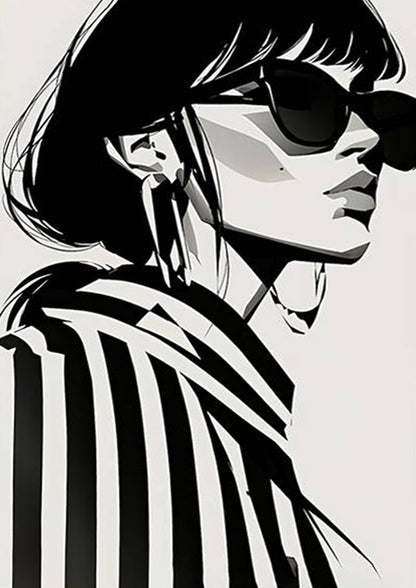 Black and White Fashion Woman Illustration Fashion Home Decor Premium Quality Poster Print Choose Your Sizes