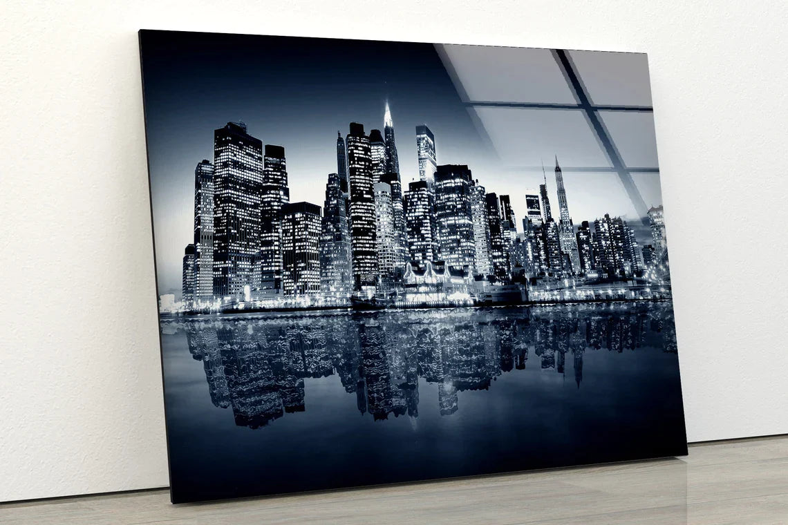 City Near Sea B&W UV Direct Aluminum Print Australian Made Quality