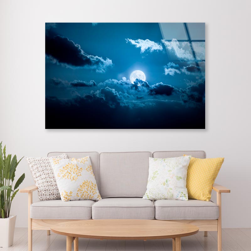 Full Moon Night Acrylic Glass Print Tempered Glass Wall Art 100% Made in Australia Ready to Hang