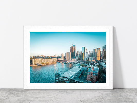 Victoria Park In Sydney Cityscape Glass Framed Wall Art, Ready to Hang Quality Print With White Border White