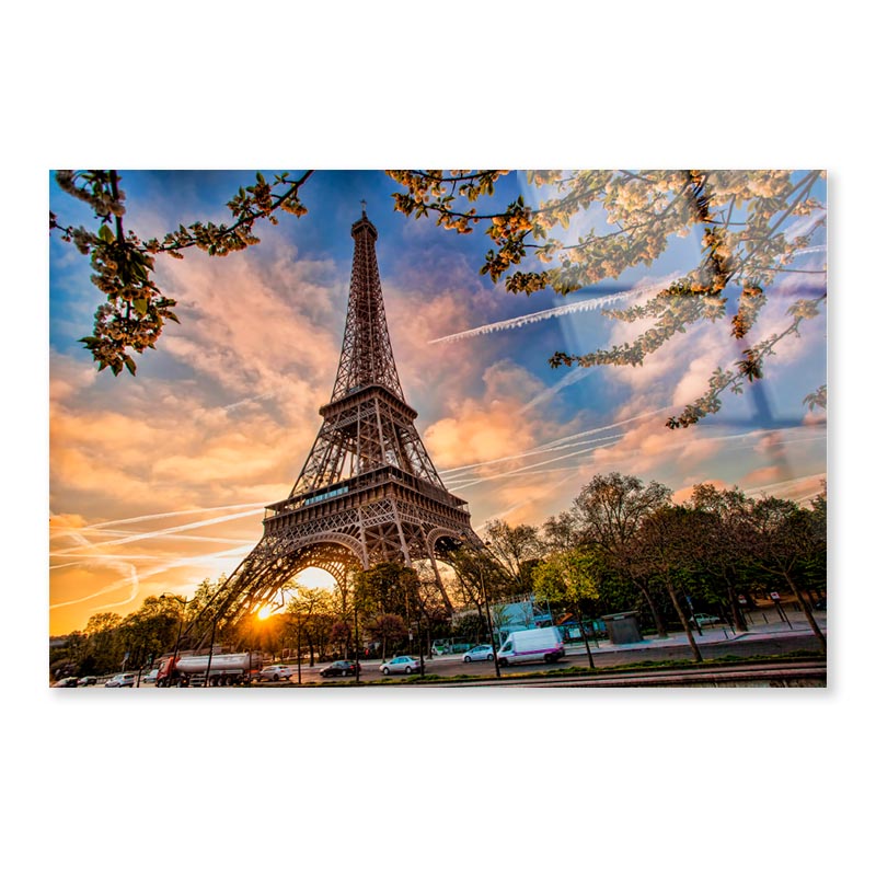 Eiffel Tower Against Sunrise in Paris, France Acrylic Glass Print Tempered Glass Wall Art 100% Made in Australia Ready to Hang