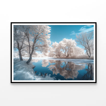 Infrared View of Pond and Trees Home Decor Premium Quality Poster Print Choose Your Sizes