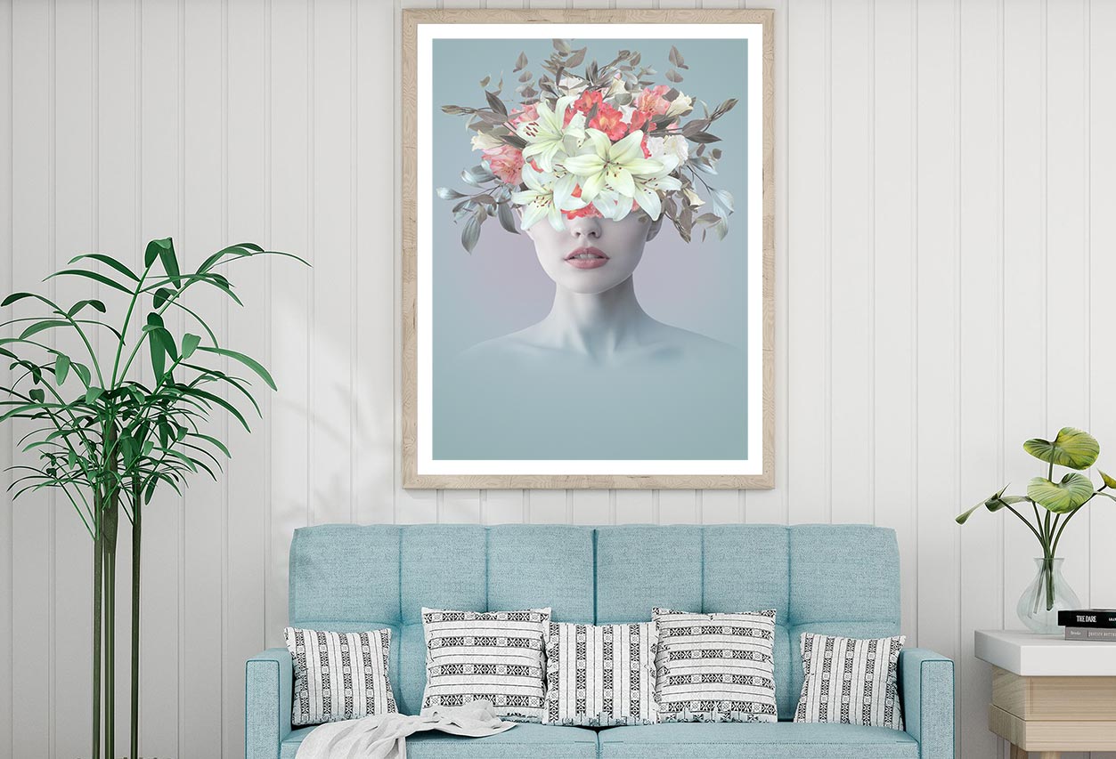 Young Woman With Flowers Abstract Home Decor Premium Quality Poster Print Choose Your Sizes