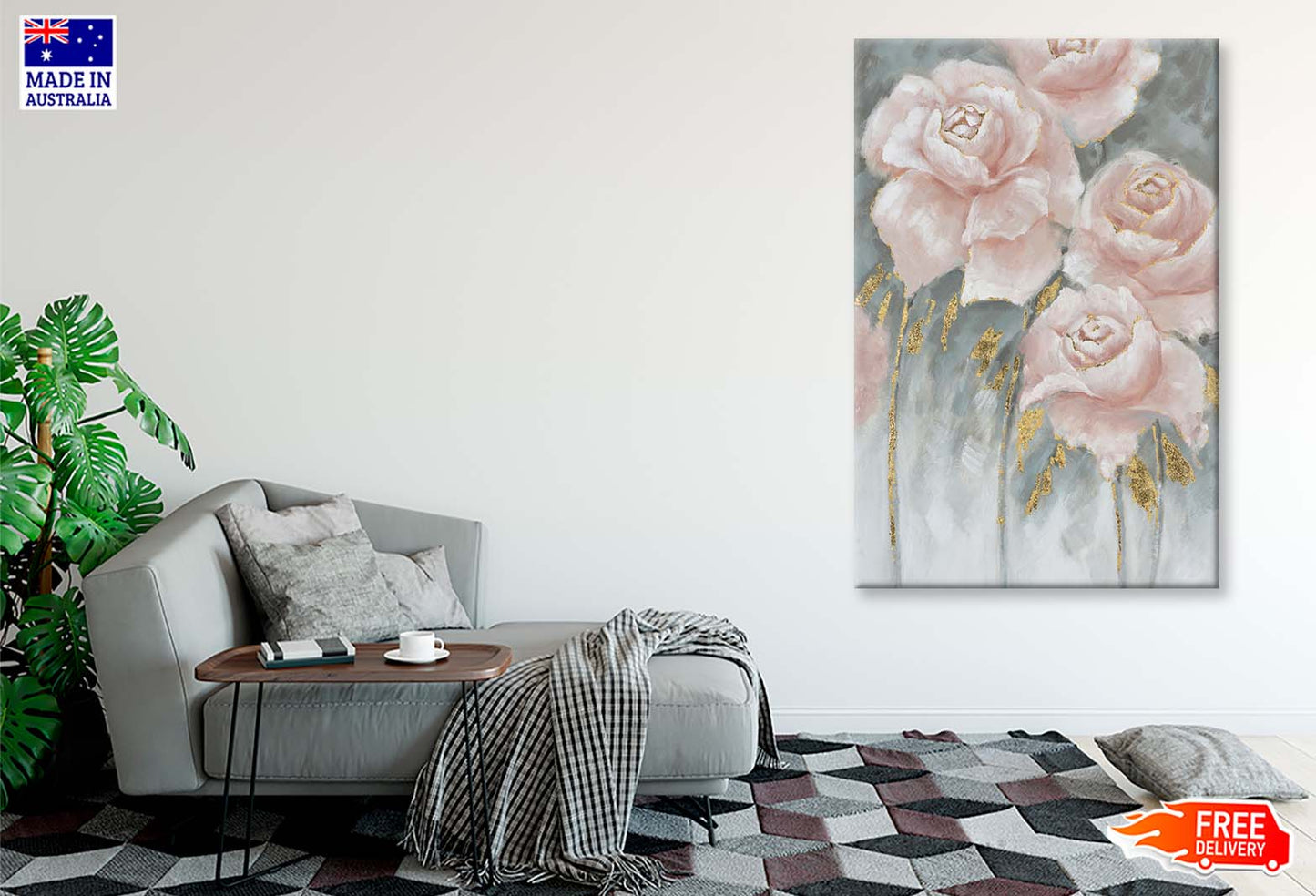 A Piece of Blooming Flowers, Pink Wall Art Limited Edition High Quality Print