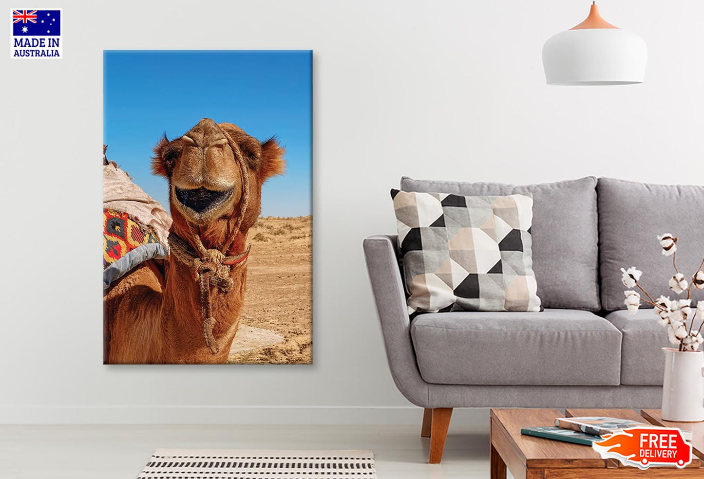 Close-Up Of a Dromedary Camel in The Desert Wall Art Decor 100% Australian Made