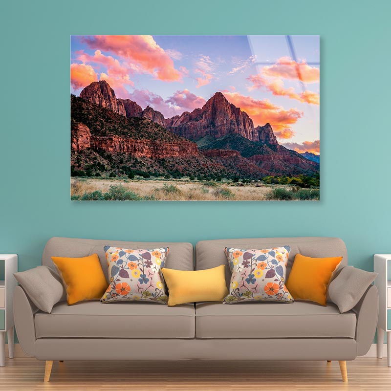 Park at Sunset Zion National Park Utah USA Acrylic Glass Print Tempered Glass Wall Art 100% Made in Australia Ready to Hang