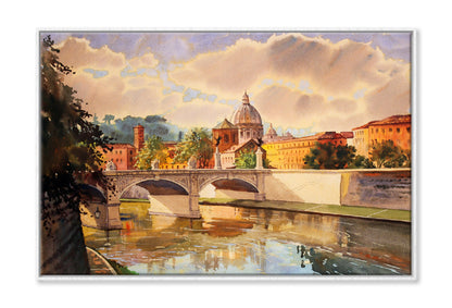 Basilica San Pietro In Rome Paint Limited Edition High Quality Print Canvas Box Framed White