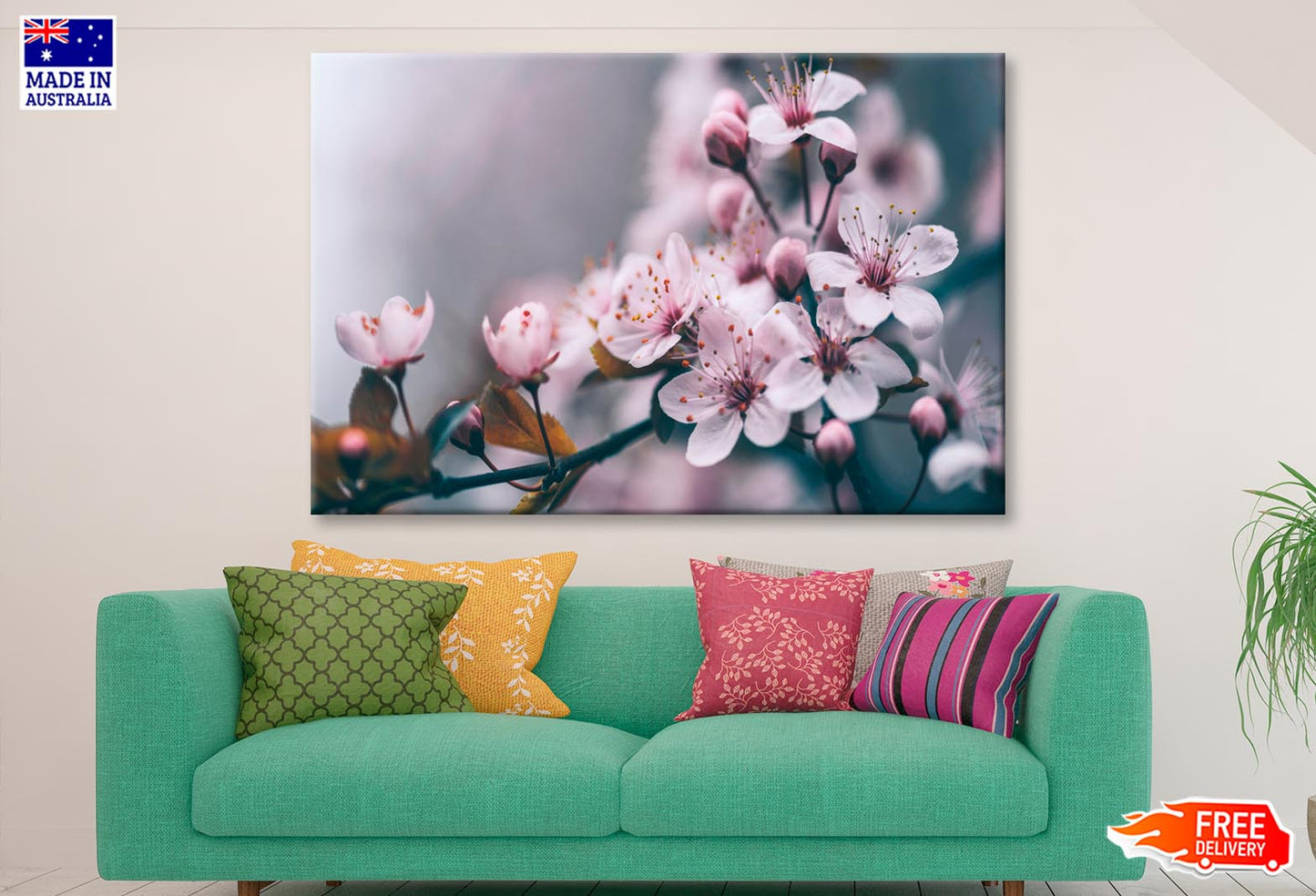 Macro Cherry Blossom Tree Branch  Wall Art Decor 100% Australian Made