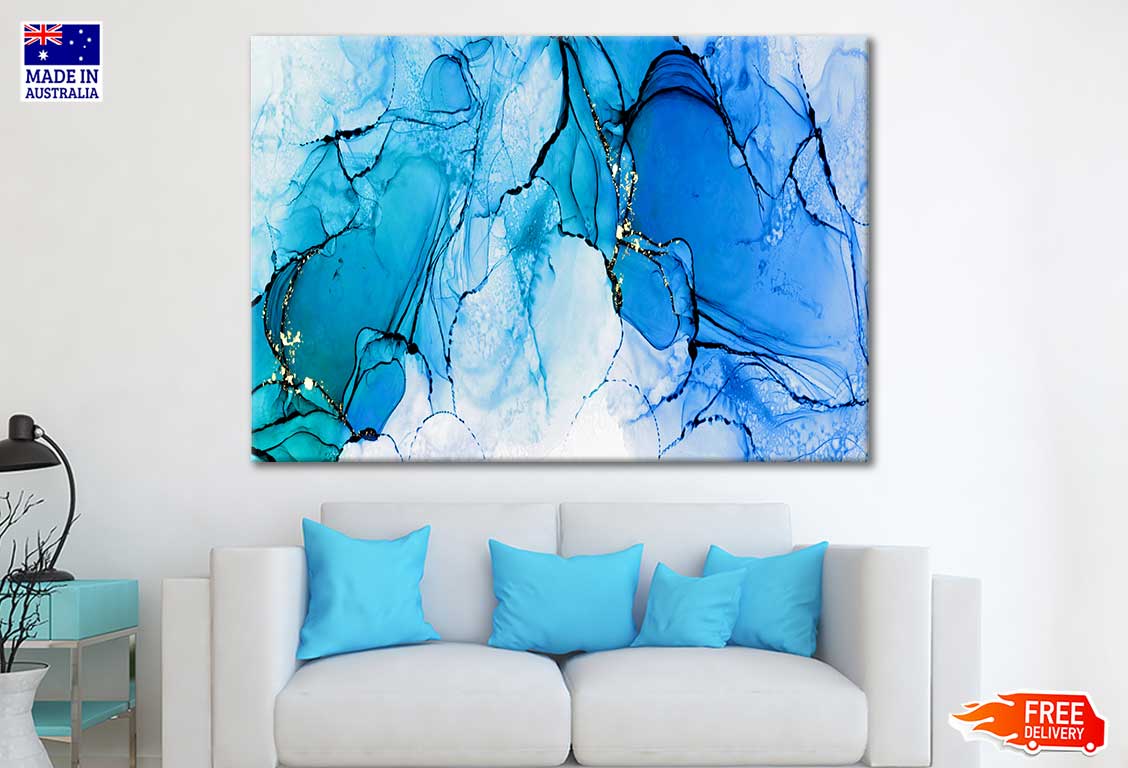 Alcohol Ink Background With Bright Blue Color Print 100% Australian Made