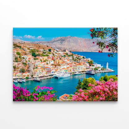 Symi Town Cityscape, Greece Wall Art Decor 100% Australian Made