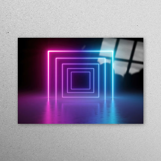 Tunnel Neon Lights Acrylic Glass Print Tempered Glass Wall Art 100% Made in Australia Ready to Hang