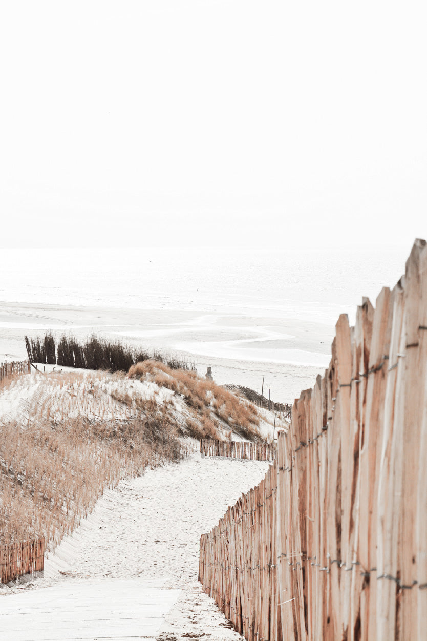 Foot Path to Sand Sea Faded Photograph Glass Framed Wall Art, Ready to Hang Quality Print