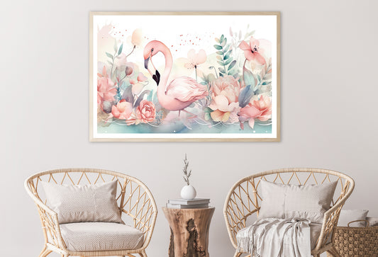 Happy Flamingo Watercolor Style Home Decor Premium Quality Poster Print Choose Your Sizes