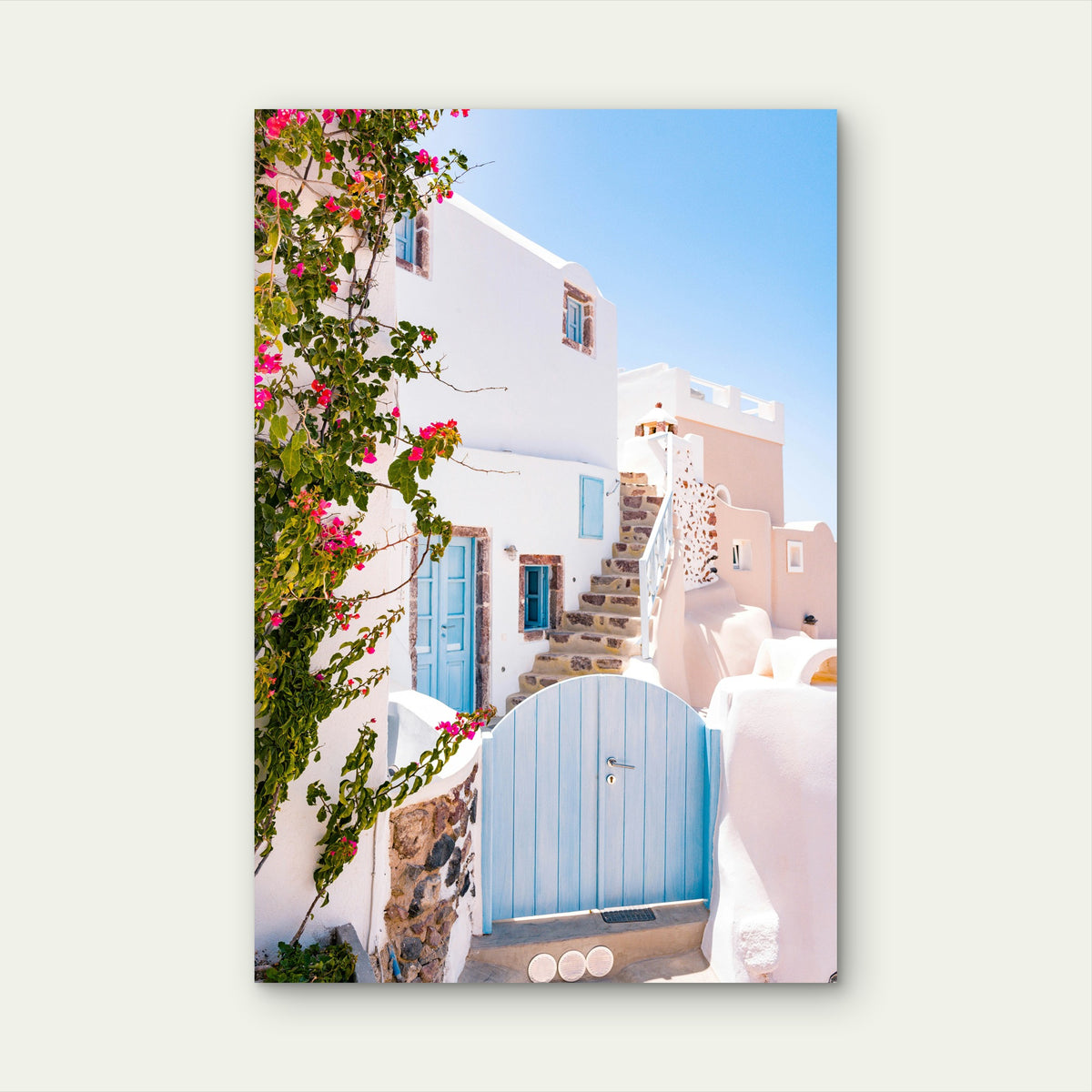 Iconic Architecture Of The Greek Island Of Santorini 40x60cm Metal Print Ready to Hang