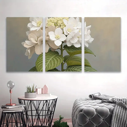 3pcs White & Cream Floral Watercolor Painting Wall Art Set Canvas Framed 50x70cm - High Quality Print 100% Australian Made Wall Canvas Ready to Hang