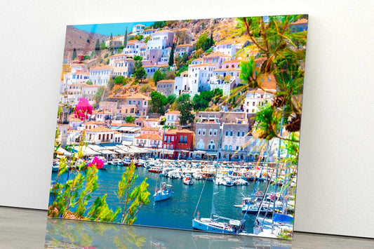 View of the Amazing Hydra Island Greece Acrylic Glass Print Tempered Glass Wall Art 100% Made in Australia Ready to Hang