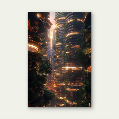 Futuristic Exploration Evolving Cityscape 40x60cm Metal Print Ready to Hang