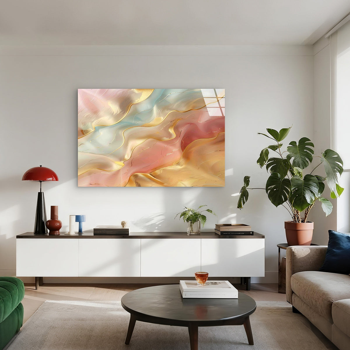 Abstract Pastel Agate Tempered Glass Printing Wall Art Australian Made Quality